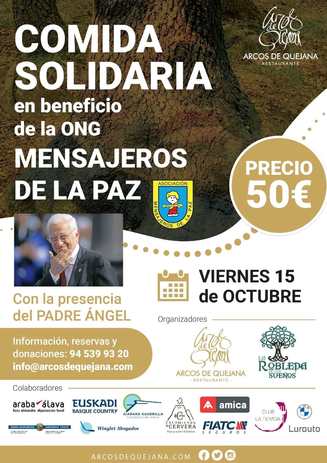 El Padre Ángel visita La Robleda de los Sueños y participa en una comida solidaria en Arcos de Quejana