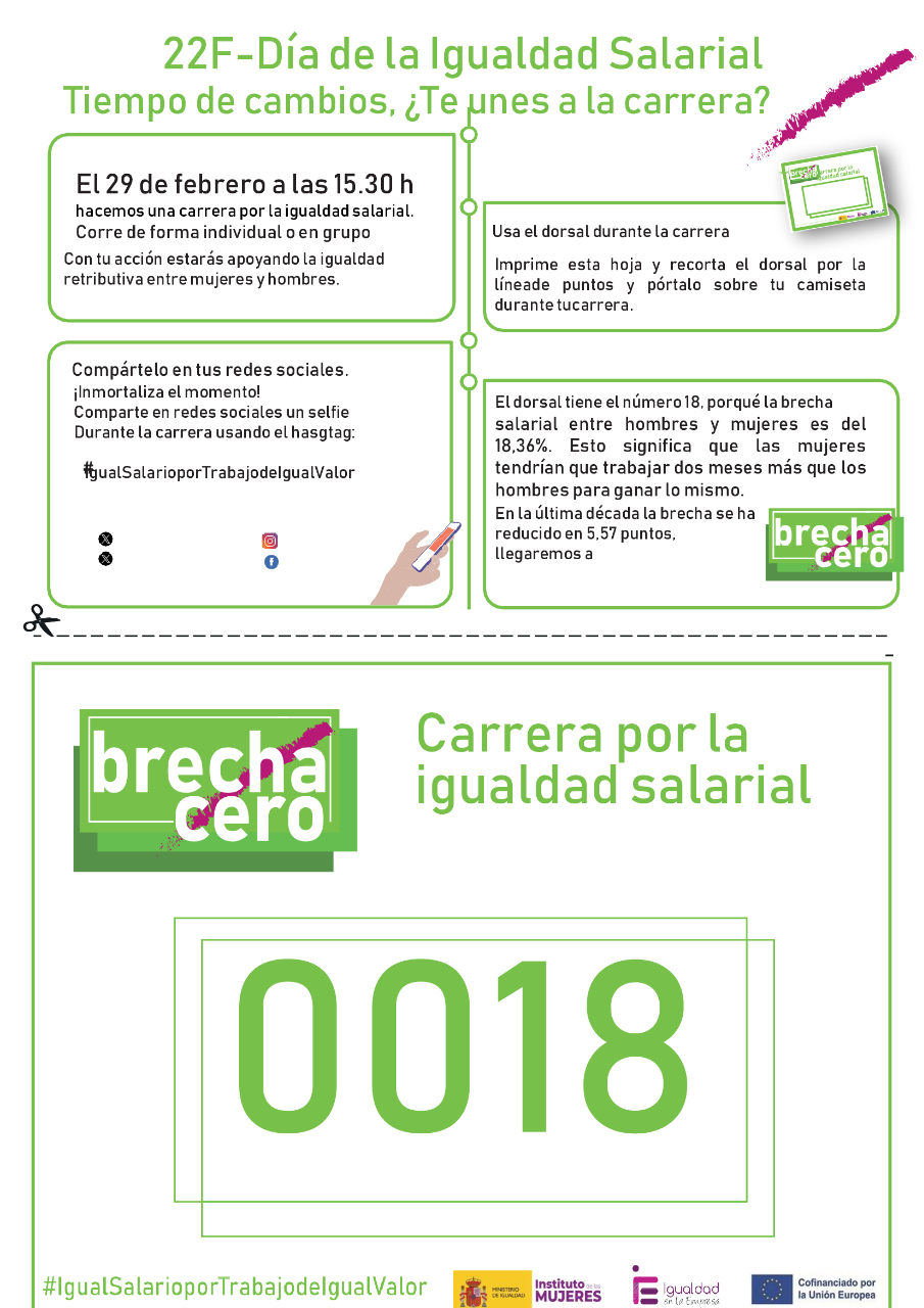 Cartel 22F- Día de la Igualdad Salarial. Tiempos de Cambios ¿Te unes a la carrera?
