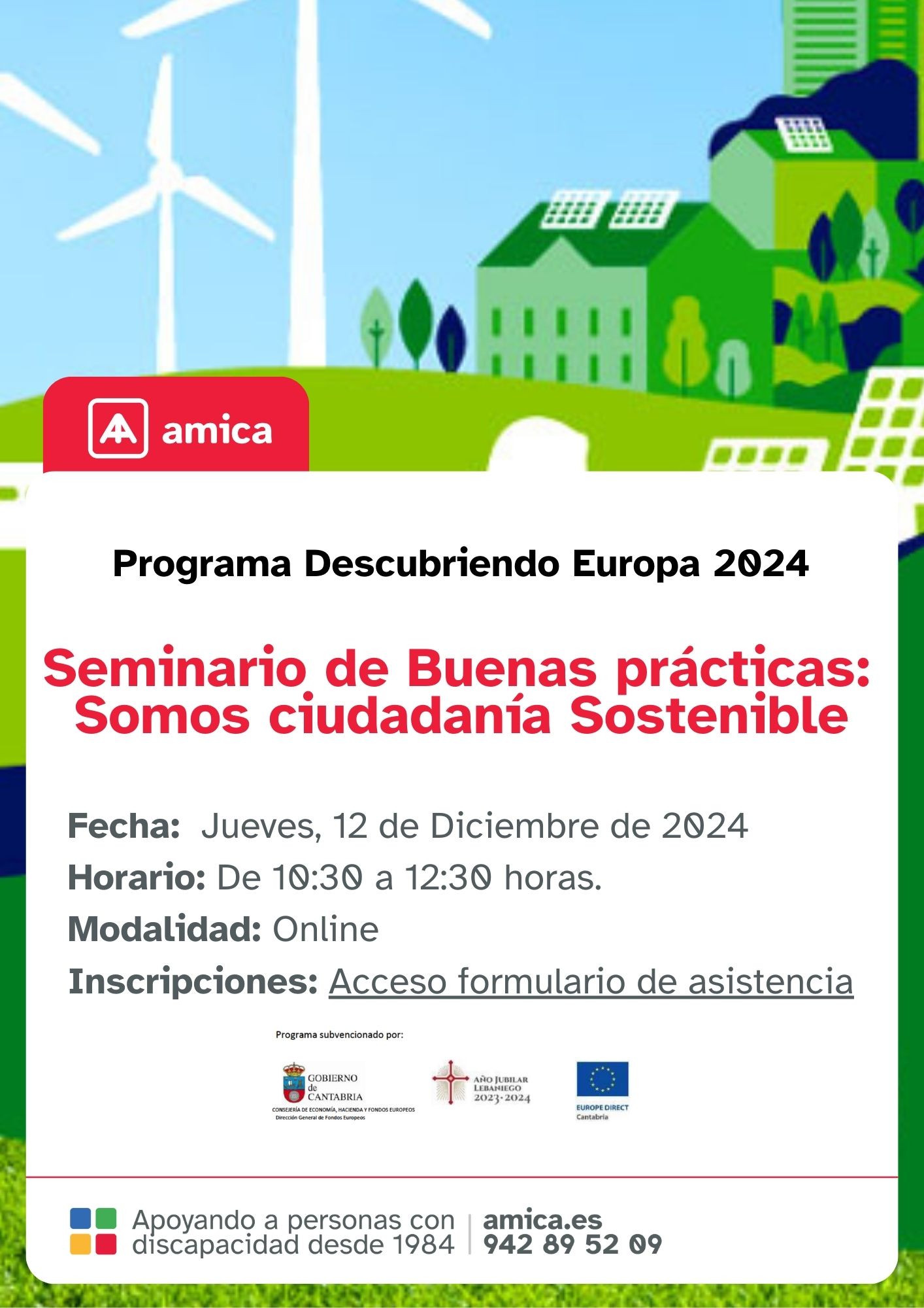 Cartel del Seminario sobre ciudadanía sostenible del Programa Descubriendo Europa 2024