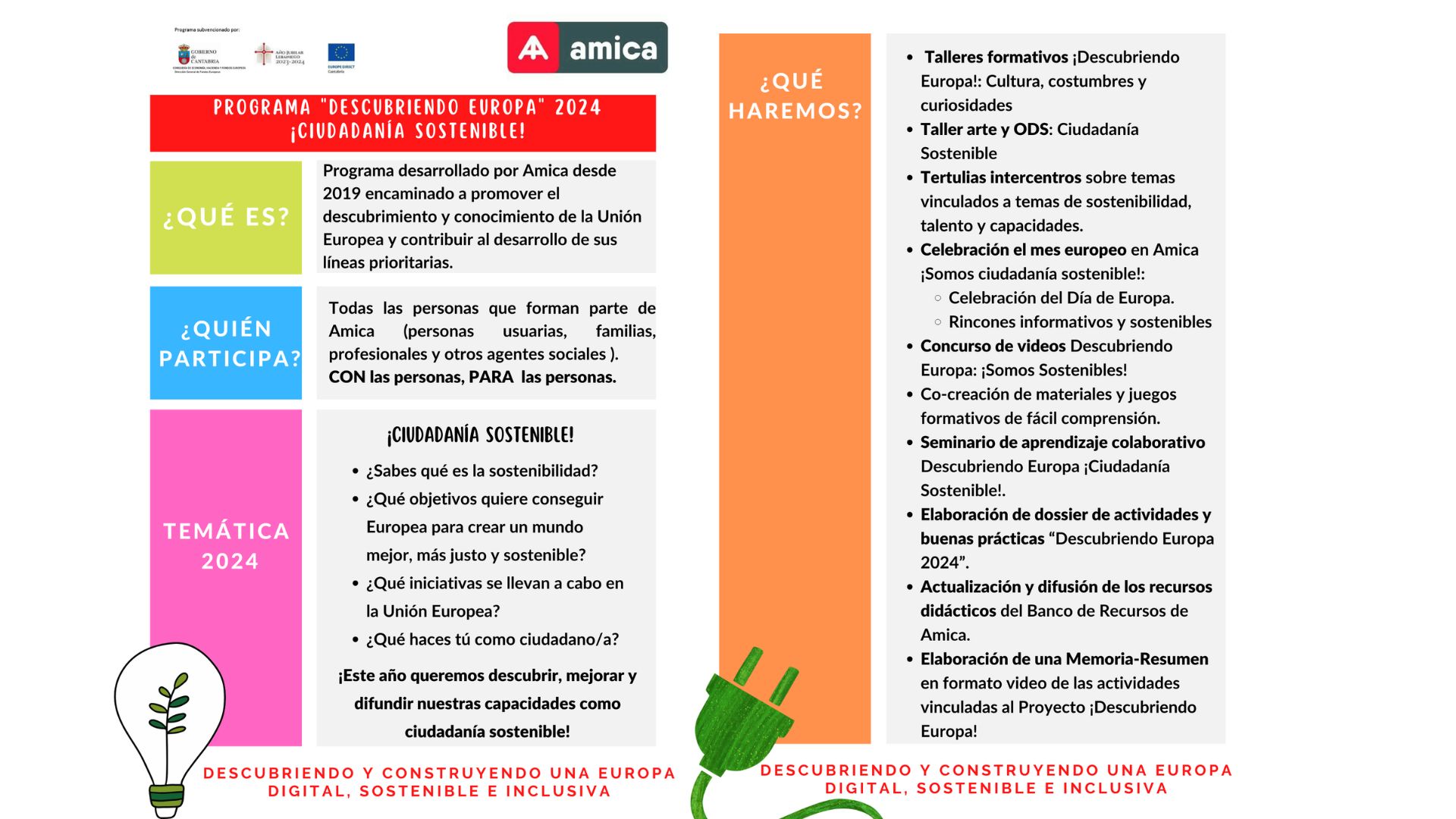 Folleto programa "descubriendo Europa" 2024 ¡Cuidadanía Sostenible!