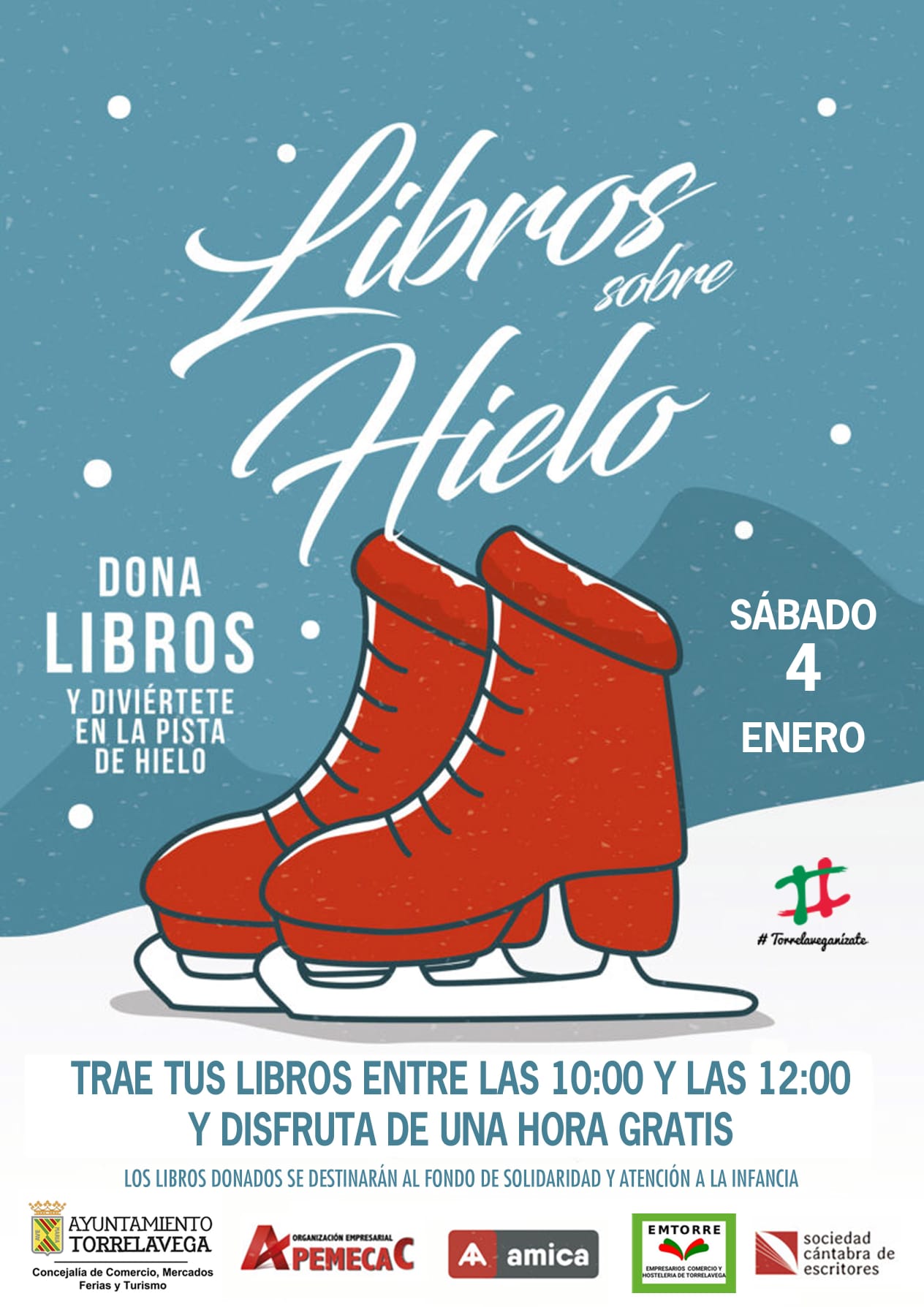 Amica presenta "Libros sobre Hielo": una iniciativa solidaria en la pista de hielo de la Llama, Torrelavega