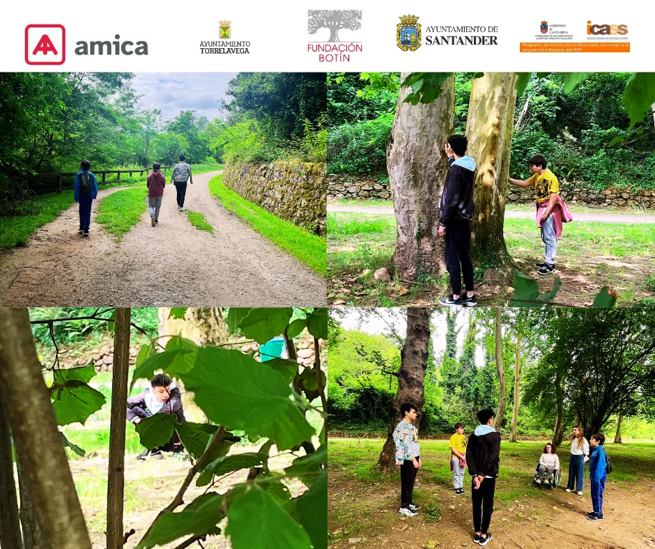 Foto de excursión al bosque del grupo de adolescentes de Amica