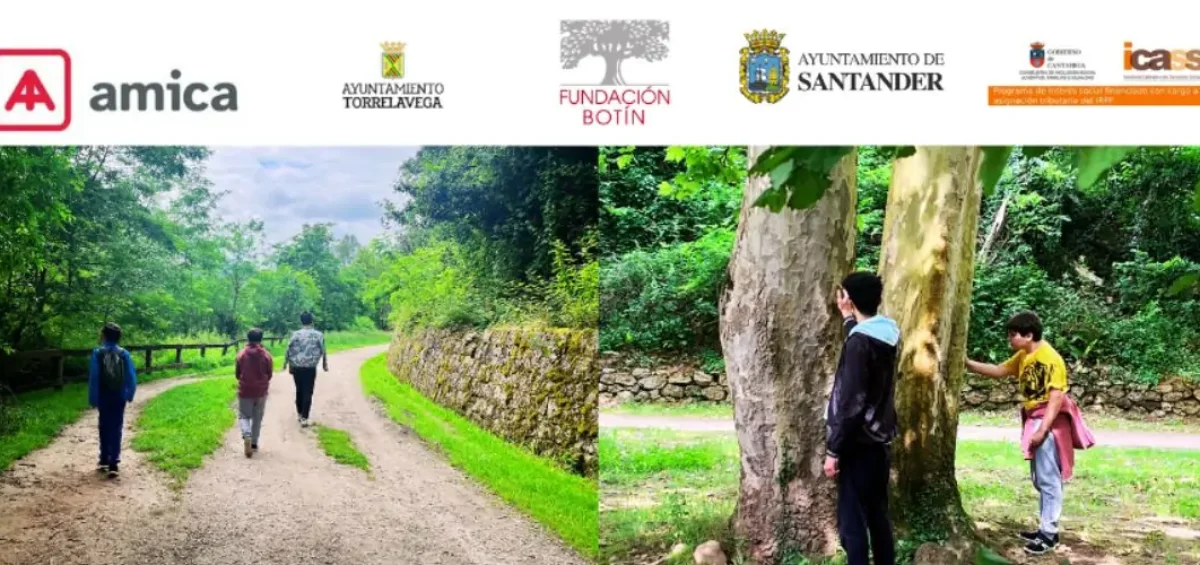 Foto de excursión al bosque del grupo de adolescentes de Amica