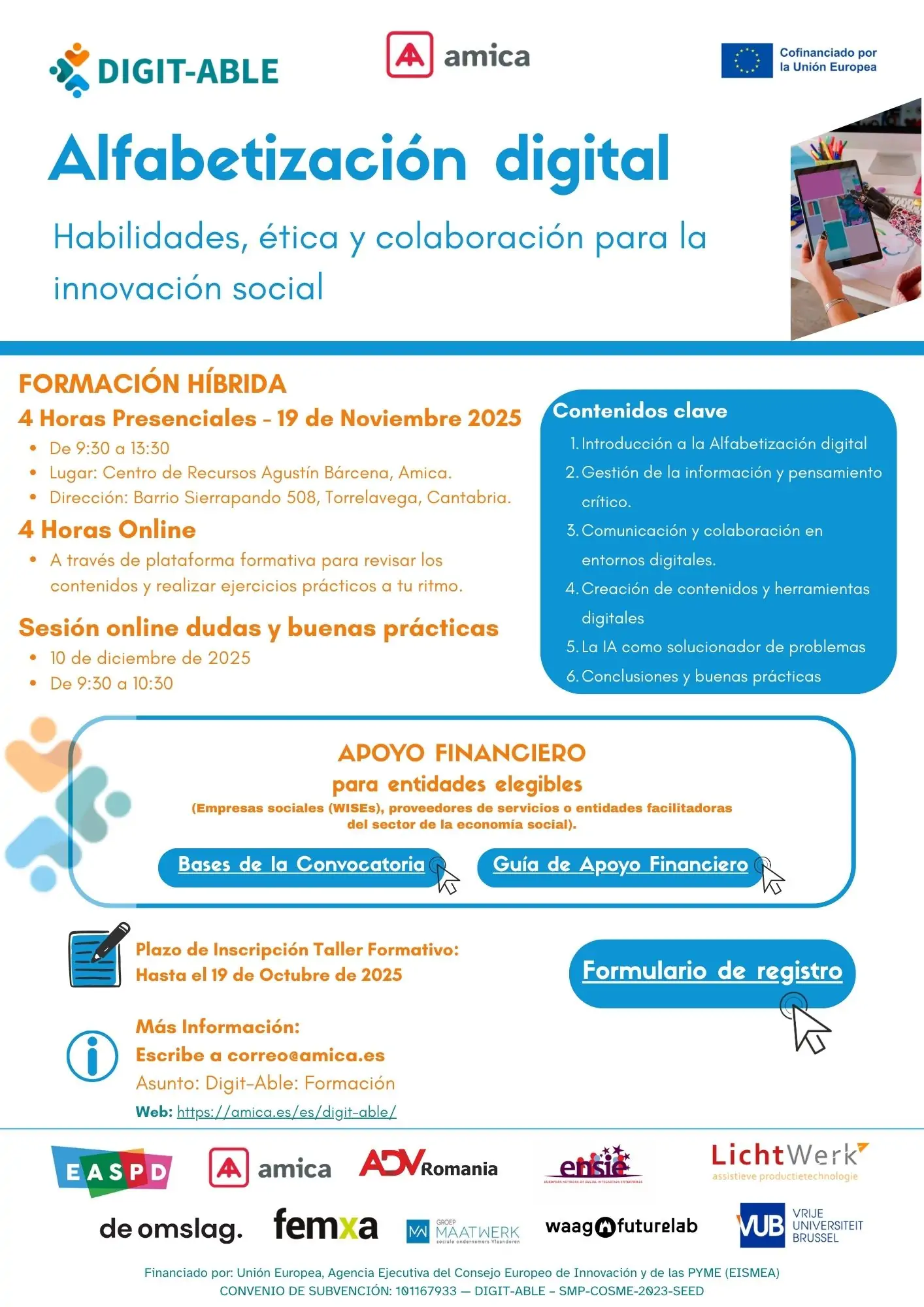 digit-able: Convocatoria de solicitudes de participación taller formativo: "Alfabetización digital"
