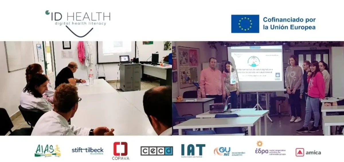 Personas de Amica revisan los materiales del proecto europeo ID-Health