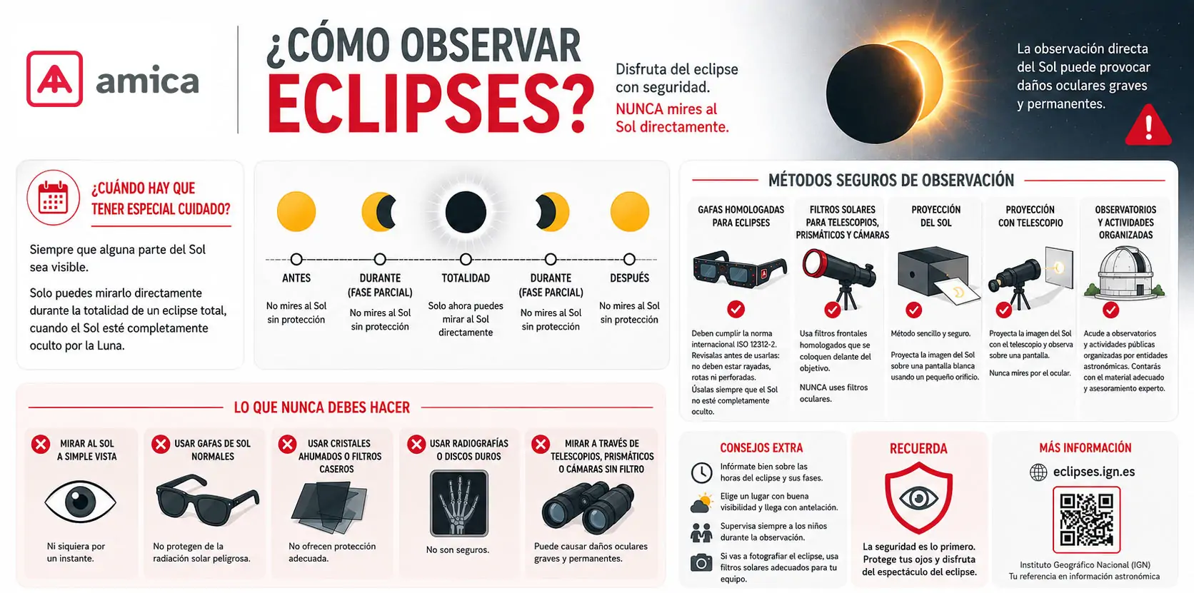 Guía rápida de seguridad: Cómo observar un eclipse